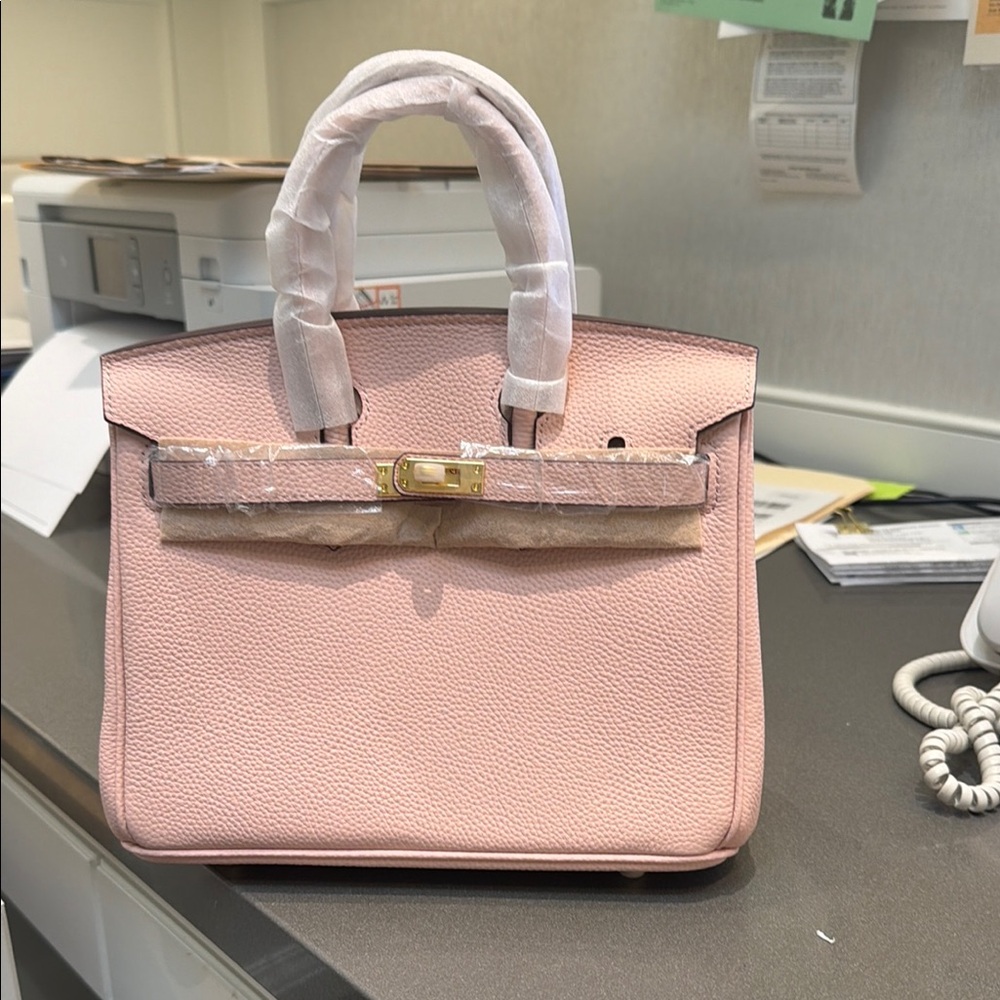 Pink Leather Top-Handle Satchel - Unbranded